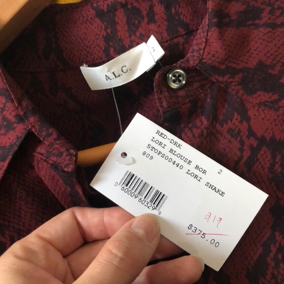 NWT A.L.C. Red snake print top - Picture 4 of 6
